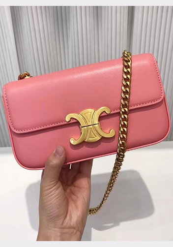 Yuga Leather Chain Shoulder Bag Pink