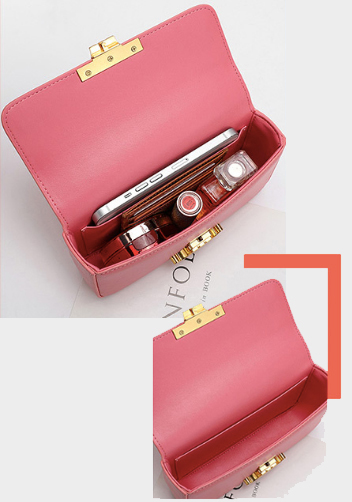 Yuga Leather Chain Shoulder Bag Pink