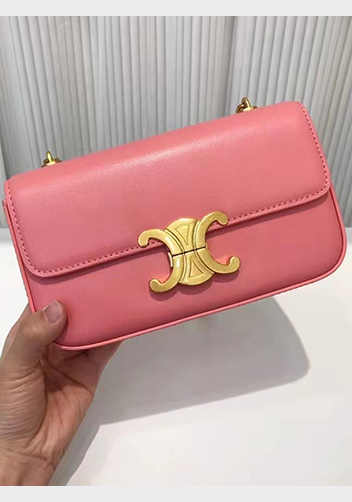 Yuga Leather Chain Shoulder Bag Pink