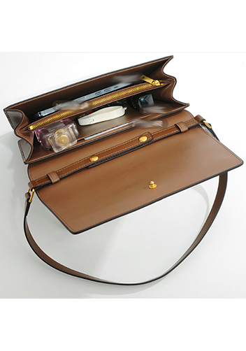 Yuga Leather Clutch Shoulder Bag Brown