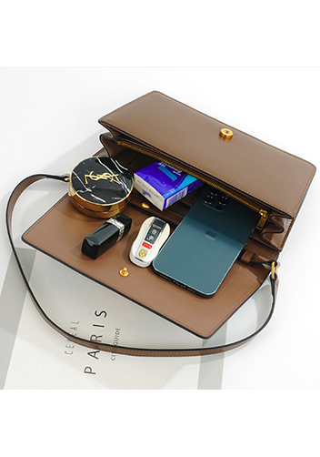 Yuga Leather Clutch Shoulder Bag Brown