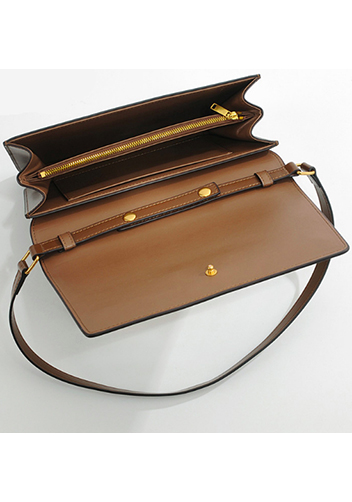 Yuga Leather Clutch Shoulder Bag Brown