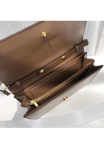 Yuga Leather Clutch Shoulder Bag Brown