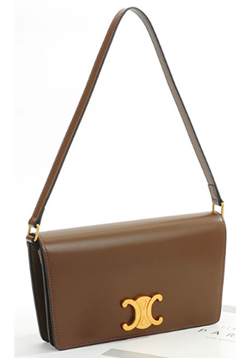 Yuga Leather Clutch Shoulder Bag Brown