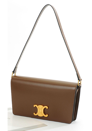 Yuga Leather Clutch Shoulder Bag Brown