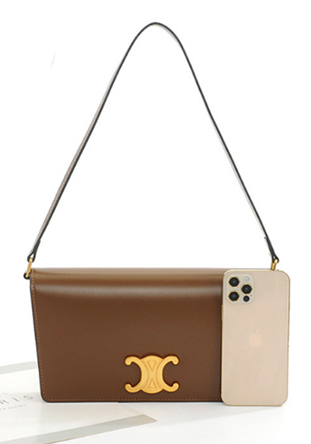 Yuga Leather Clutch Shoulder Bag Brown