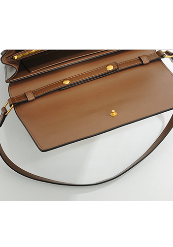Yuga Leather Clutch Shoulder Bag Brown