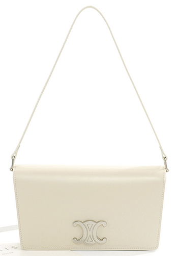 Yuga Leather Clutch Shoulder Bag Cream