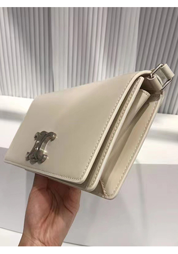 Yuga Leather Clutch Shoulder Bag Cream