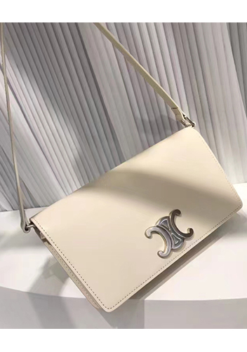 Yuga Leather Clutch Shoulder Bag Cream