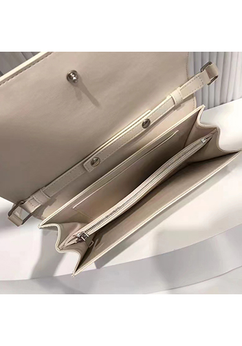 Yuga Leather Clutch Shoulder Bag Cream