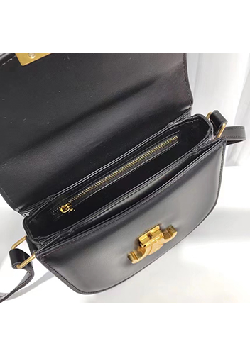 Yuga Leather Saddle Shoulder Bag Black