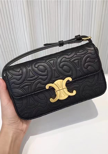 Yuga Leather Shoulder Bag Stitching Black