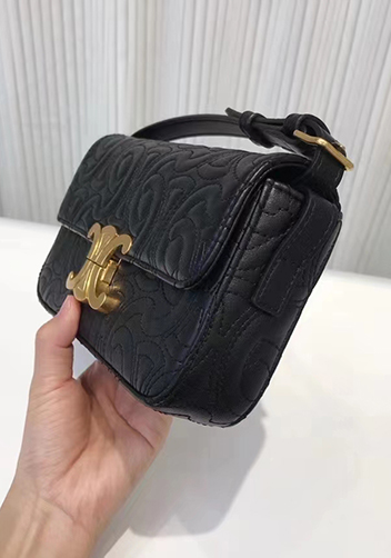 Yuga Leather Shoulder Bag Stitching Black