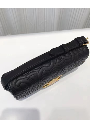 Yuga Leather Shoulder Bag Stitching Black
