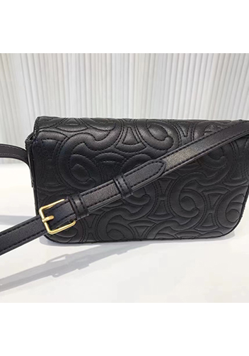 Yuga Leather Shoulder Bag Stitching Black