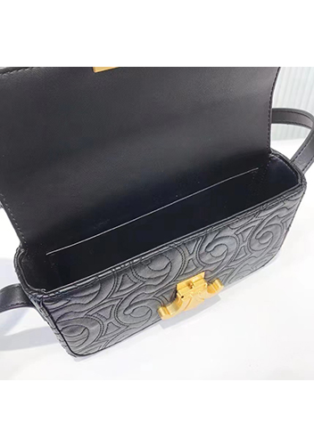 Yuga Leather Shoulder Bag Stitching Black