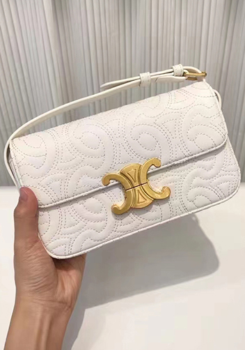 Yuga Leather Shoulder Bag Stitching Cream