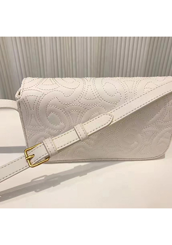 Yuga Leather Shoulder Bag Stitching Cream