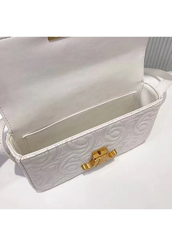 Yuga Leather Shoulder Bag Stitching Cream