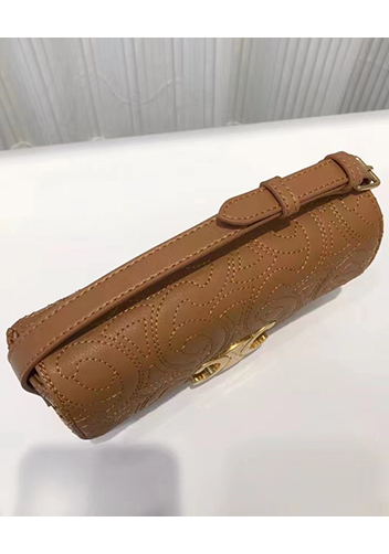 Yuga Leather Shoulder Bag Stitching Camel