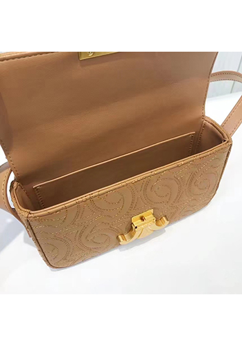 Yuga Leather Shoulder Bag Stitching Camel