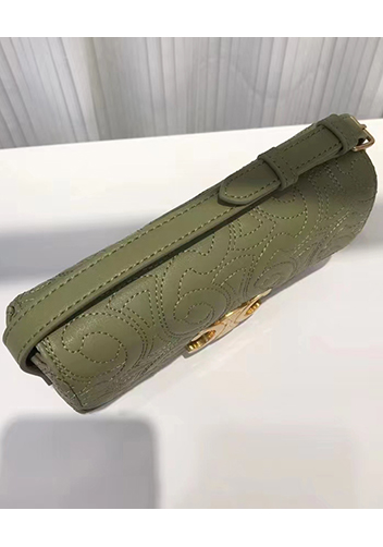 Yuga Leather Shoulder Bag Stitching Green