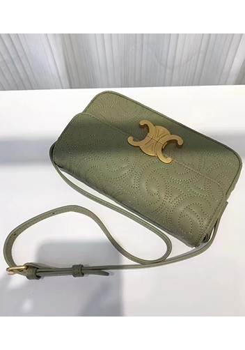 Yuga Leather Shoulder Bag Stitching Green