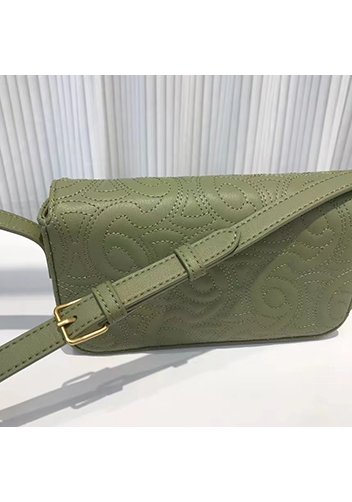 Yuga Leather Shoulder Bag Stitching Green