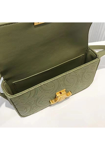 Yuga Leather Shoulder Bag Stitching Green