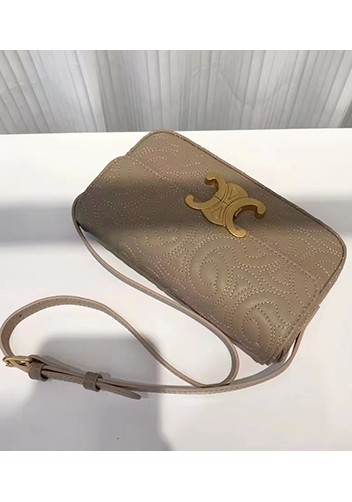 Yuga Leather Shoulder Bag Stitching Grey