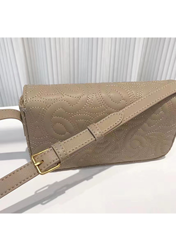Yuga Leather Shoulder Bag Stitching Grey