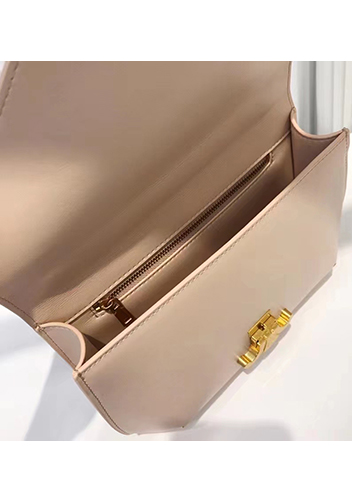 Yuga Leather Saddle Chain Shoulder Bag Beige