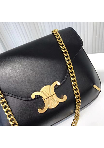 Yuga Leather Saddle Chain Shoulder Bag Black
