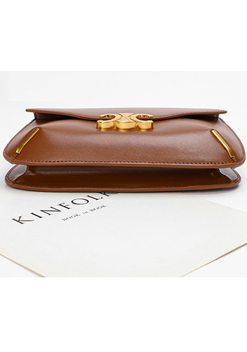 Yuga Leather Saddle Chain Shoulder Bag Brown