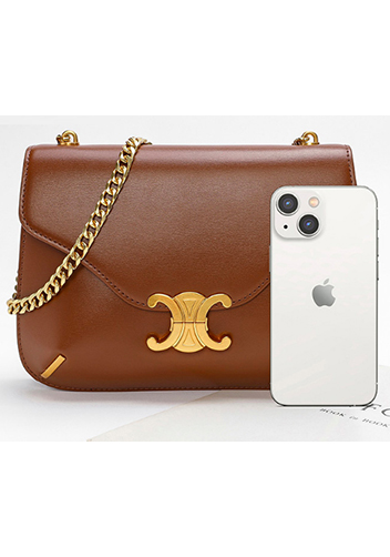 Yuga Leather Saddle Chain Shoulder Bag Brown