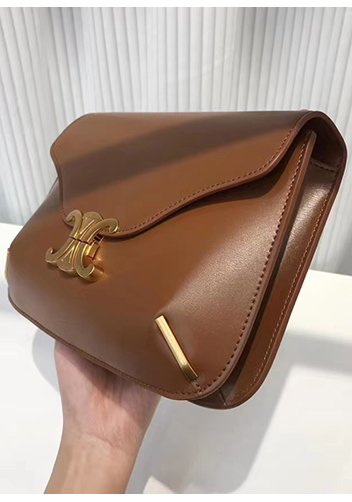 Yuga Leather Saddle Chain Shoulder Bag Brown