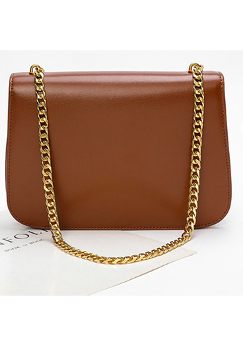 Yuga Leather Saddle Chain Shoulder Bag Brown