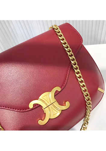 Yuga Leather Saddle Chain Shoulder Bag Burgundy