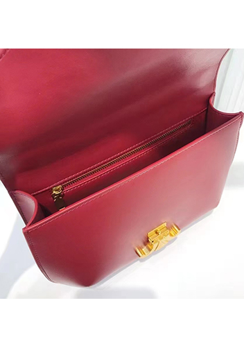 Yuga Leather Saddle Chain Shoulder Bag Burgundy