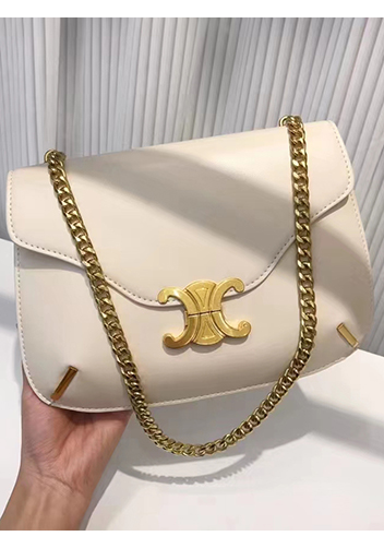 Yuga Leather Saddle Chain Shoulder Bag Cream