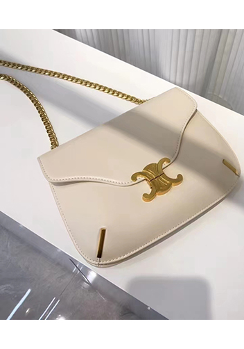 Yuga Leather Saddle Chain Shoulder Bag Cream