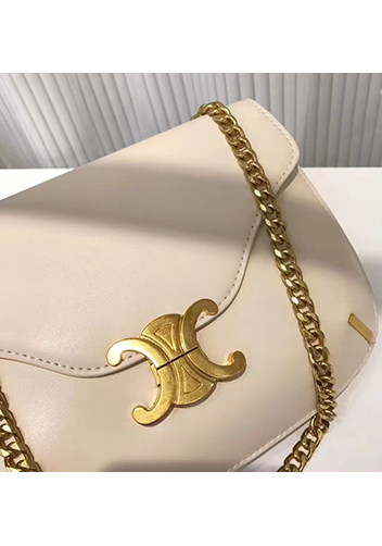 Yuga Leather Saddle Chain Shoulder Bag Cream
