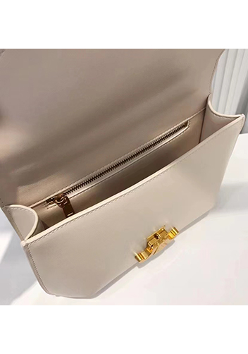 Yuga Leather Saddle Chain Shoulder Bag Cream