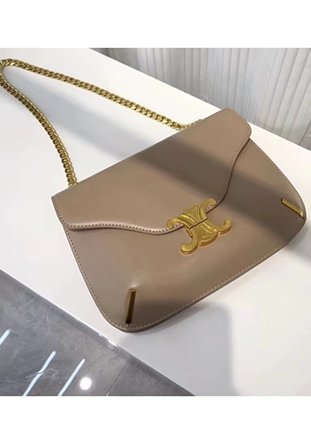 Yuga Leather Saddle Chain Shoulder Bag Grey