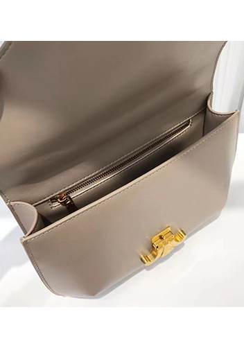 Yuga Leather Saddle Chain Shoulder Bag Grey