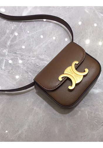 Yuga Leather Lipstick Headset Mini Bag Brown
