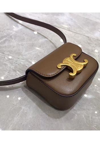 Yuga Leather Lipstick Headset Mini Bag Brown
