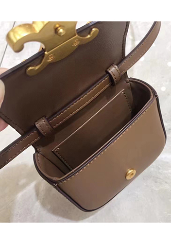 Yuga Leather Lipstick Headset Mini Bag Brown