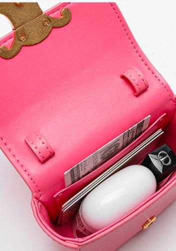 Yuga Leather Lipstick Headset Mini Bag Pink